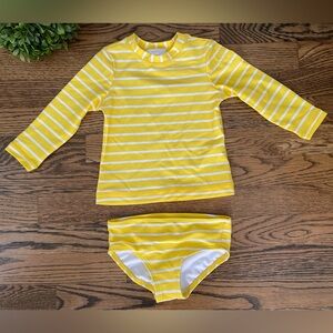 GUC Hanna Andersson Toddler Girls Rash Guard w/ Bikini Bottom Bathing Suit Sz 2